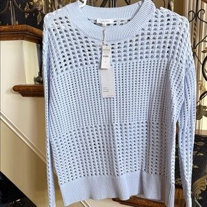 Talbots Haven Well Within NWT Mesh Periwinkle Sweater. Size S. Organic fibers.